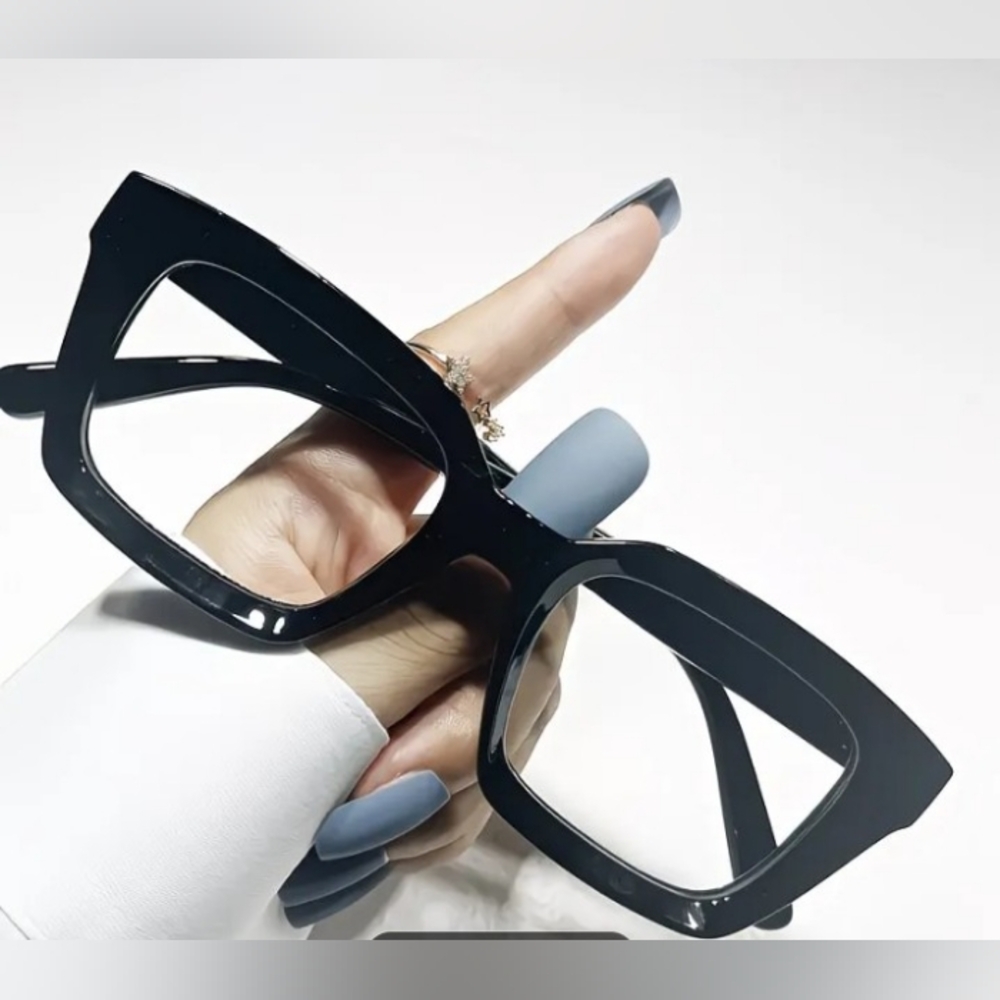 Square Transparent Lenses Glasses In Candy Color, Black NWOT